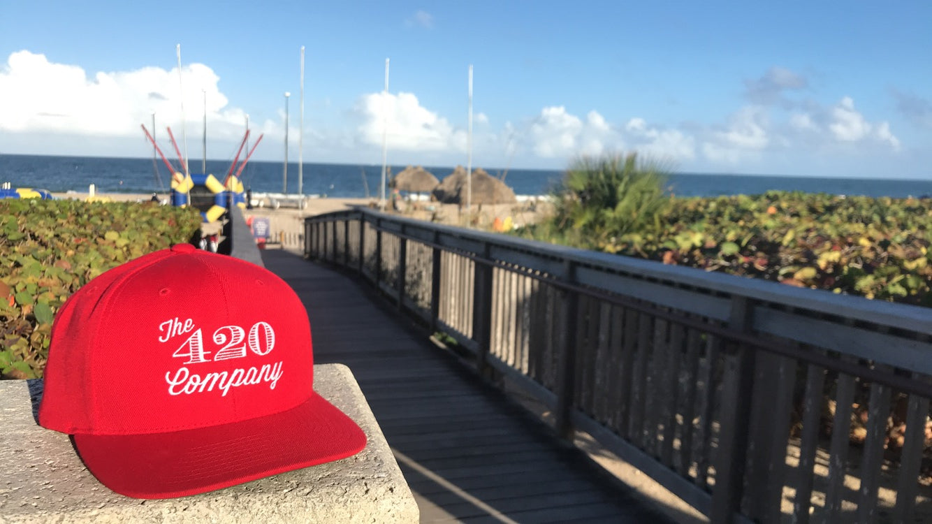 Red w/ White 420 Snapback Hat